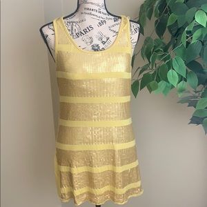 Solution Sequin Racerback Tank Top Yellow Size L